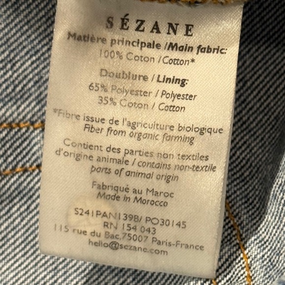 Sezane Premium Minimalist Denim Jeans Women's Size 42 (10 US) High Rise Wide Leg - Picture 10 of 11